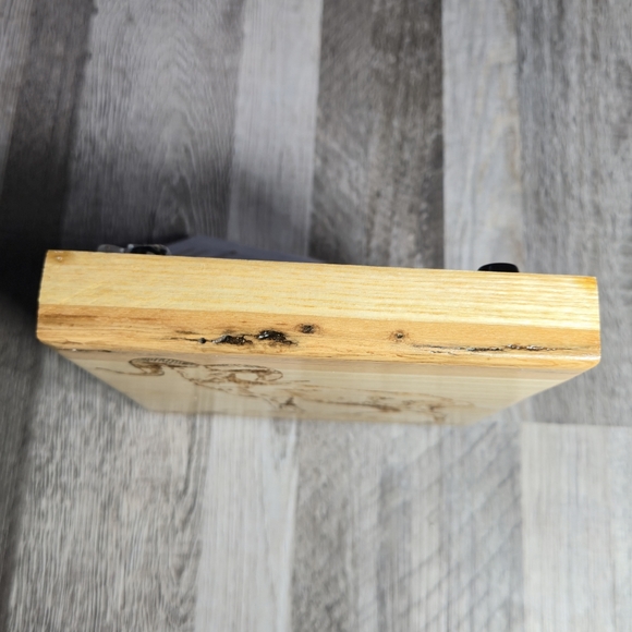 Handcrafted Live Edge Cherry Wood Trivet BC Mountain Sheep Engraved - Picture 8 of 8